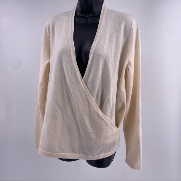 Land's End Women Cashmere Long Sleeve Wrap Sweater Blouse Blush Rose Pink Small - Picture 4 of 12